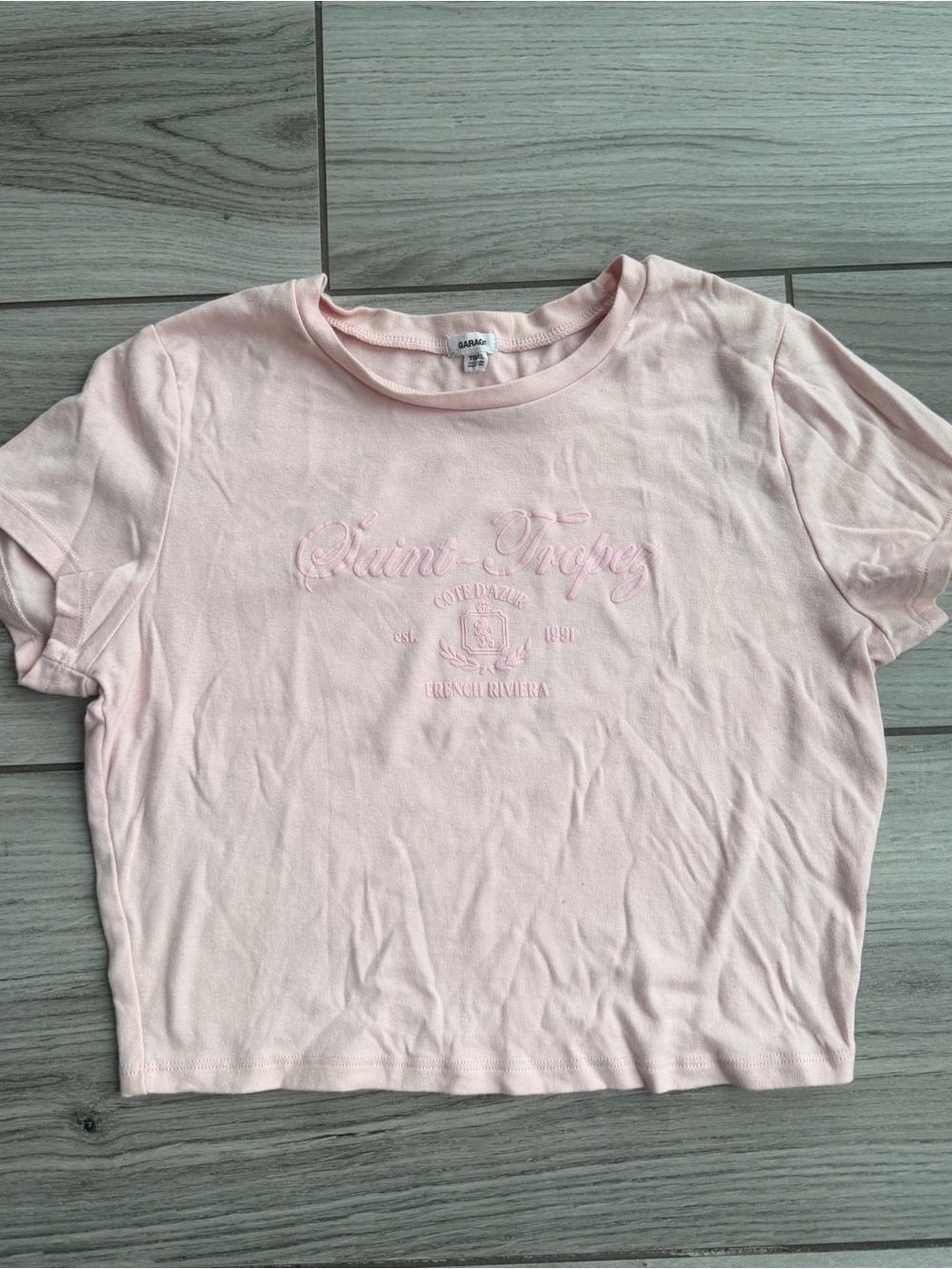 Garage Pink Cropped Tee- St. Tropez
